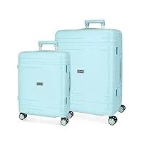 movom dimension lot de valises bleu 55/66 cm rigide polypropylène fermeture tsa 78l 6,52 kg 4 roues doubles bagages à main, bleu, jeu de valises