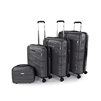 jaslen - set de valises rigides 4 roulettes - valise grande taille, valise soute avion, bagages pour voyages, lot de valises à roulette. fabriquées en pp matériau résistant 161300b, brun métallique