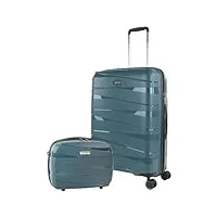 jaslen - set de valises rigides 4 roulettes - valise grande taille, valise soute avion, bagages pour voyages, lot de valises à roulette. fabriquées en pp matériau résistant 161360b, bleu métallique