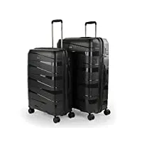 jaslen - set de valises rigides 4 roulettes - valise grande taille, valise soute avion, bagages pour voyages, lot de valises à roulette. fabriquées en pp matériau résistant 161316, noir