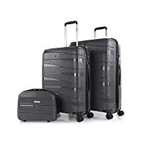 jaslen - set de valises rigides 4 roulettes - valise grande taille, valise soute avion, bagages pour voyages, lot de valises à roulette. fabriquées en pp matériau résistant 161316b, brun métallique