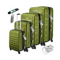 kesser® set de 4 valises à coque dure, valise à coque dure, trolley valise incl. balance de valise + étiquette de bagage valise à roulettes, serrure, 4 roulettes abs-coque dure, s-m-l-xl