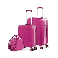 itaca - set valise rigide, lot de valises soute avion 4 roulettes - sets de bagages, valise à roulette en soldes pour voyages. lot valise: ensemble pour voyages élégants 702600b, fuchsia