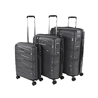 jaslen - set de valises rigides 4 roulettes - valise grande taille, valise soute avion, bagages pour voyages, lot de valises à roulette. fabriquées en pp matériau résistant 161300, brun métallique