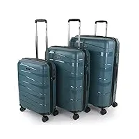 jaslen - set de valises rigides 4 roulettes - valise grande taille, valise soute avion, bagages pour voyages, lot de valises à roulette. fabriquées en pp matériau résistant 161300, bleu métallique