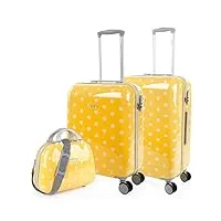 skpat - set valise rigide, lot de valises soute avion 4 roulettes - sets de bagages, valise à roulette en soldes pour voyages. lot valise: ensemble pour voyages élégants 66400b, jaune