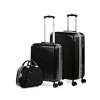 itaca - set valise rigide, lot de valises soute avion 4 roulettes - sets de bagages, valise à roulette en soldes pour voyages. lot valise: ensemble pour voyages élégants 702600b, noir