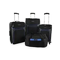 nautica seascape collection lot de 4 valises souples, noir/bleu, seascape collection lot de 4 valises souples