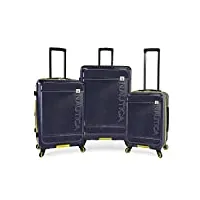 nautica roadie lot de 3 valises rigides, bleu marine/jaune, roadie lot de 3 valises rigides