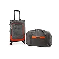 nautica pathfinder lot de 2 valises souples (bagage à main + sac de sport), gris/orange, pathfinder lot de 2 valises souples