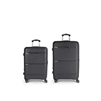 lot de valises (moyennes et grandes) extensibles akane rigides d'une capacité de 183 l, gris, jeux de valises