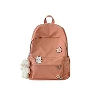 kawaii sac à dos pour ordinateur portable avec accessoires et pendentif en peluche pour adolescentes, étudiantes, orange, l, kawaii