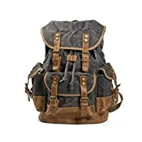 sac à dos décontracté étudiant cartable grande capacité sac à dos de voyage toile couture cuir sac d'alpinisme sac à dos (d taille unique)