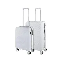lois - valises. lot de valise rigides 4 roulettes - valise grande taille, valise soute avion, bagages pour voyages.ensemble valise voyage. verrouillage à combinaison 171115, blanc