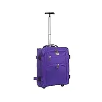 charkhah valise de transport à main sur roulettes - valise cabine - 1,9 kg - grande capacité de 37 litres - sacs de voyage de 54 cm x 33 cm x 20 cm, violet, bagage extensible avec roulettes pivotantes