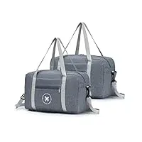 sucikorio® bagage cabine 40x25x20cm ryanair taille maximale, sac de voyage 20l pliable sac weekend rangement grande sacs de voyage pour homme et femme, 2 pièces