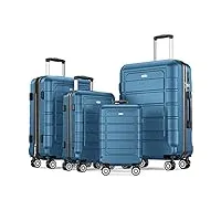 showkoo valise lot de 4 rigide abs+pc extensible légère durable trolley sets de bagages cabine avec 4 roulettes silencieuses à 360° et serrure tsa (s m l xl-bleu marine)