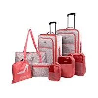 itaca - set valise souples à 4 roulettes - lot valise tissu à roulette - sets de bagages pour soute avion, soldes sur set de valises à roulettes. verrouillage à combinaison 771800, beige-corail