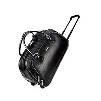bagages de voyage à roulettes week-end en cuir pu | valise à roulettes de nuit sac de voyage avec roulettes (noir) (couleur : noir, taille : 54 * 24 * 31cm) little surprise