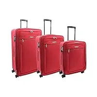valise à 4 roues verrouillable cosmic, rouge, full set, bagage à roulettes pivotantes