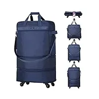 hanke sac à bagages extensible et pliable ripstop - léger - 50,8/61/71,1 cm - sans poignée télescopique, version mise à niveau bleue, valise pliable extensible avec 4 roulettes pivotantes silencieuses