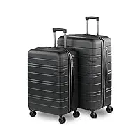 jaslen - valises. lot de valise rigides 4 roulettes - valise grande taille, valise soute avion, bagages pour voyages.ensemble valise voyage. verrouillage à combinaison 171216, noir