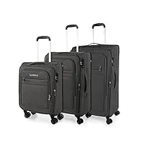 jaslen - set valise souples à 4 roulettes - lot valise tissu à roulette - sets de bagages pour soute avion, soldes sur set de valises à roulettes. verrouillage à combinaison 101100, anthracite