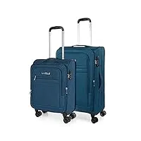 jaslen - set valise souples à 4 roulettes - lot valise tissu à roulette - sets de bagages pour soute avion, soldes sur set de valises à roulettes. verrouillage à combinaison 101115, bleu