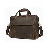 amzopdgs porte-documents en cuir vintage pour homme avec sac à poches sur valise d'affaires sacs pour ordinateur portable en cuir fou (couleur : c, taille : taille unique) (taille unique b)