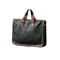 sac à main rétro en cuir véritable pour homme, noir , valise