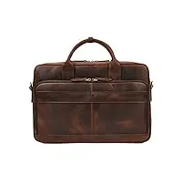 sacoche rétro en cuir véritable pour homme - pour ordinateur portable de 15", 39 cm, valise