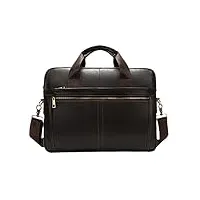 sacoche pour homme en cuir véritable pour ordinateur portable de 35,6 cm, sac à bandoulière pour ordinateur portable, marron café foncé, valise