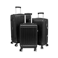 trendyshop365 coffret de voyage et valises rigide parma 4 roues antivol tsa, noir , koffer-set 3-teilig, set de valises