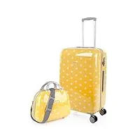 skpat - valise moyenne - valise rigide. valise a roulette. valise soute avion - valise de voyage résistante en polycarbonate - valise ultra légère, cadenas à combinaison 66460b, jaune