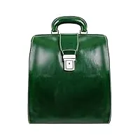 sac à dos de voyage en cuir unisexe - résistance au temps, vert, classique