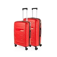 itaca - set de valises rigides 4 roulettes - valise grande taille, valise soute avion, bagages pour voyages, lot de valises à roulette. fabriquées en pp matériau résistant 760216, cramoisi