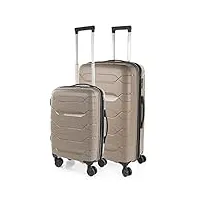 itaca - set de valises rigides 4 roulettes - valise grande taille, valise soute avion, bagages pour voyages, lot de valises à roulette. fabriquées en pp matériau résistant 760217, taupe