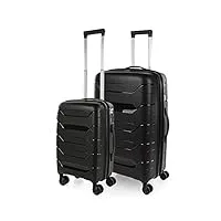 itaca - set de valises rigides 4 roulettes - valise grande taille, valise soute avion, bagages pour voyages, lot de valises à roulette. fabriquées en pp matériau résistant 760217, noir