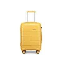 kono bagage de cabine valise rigide en polypropylène léger 4 roulettes avec serrure tsa (jaune, s (55cm - 38l))