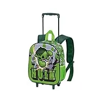 marvel hulk greenmass-sac à dos 3d à roulettes petit, vert