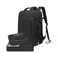 sac à dos de voyage 35 à 45 l pour ordinateur portable de 17,3", sac à dos extensible pour homme et femme, noir - 45 l (avec 3 cubes), large, ordinateur portable
