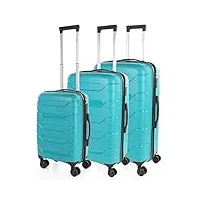 itaca - set de valises rigides 4 roulettes - valise grande taille, valise soute avion, bagages pour voyages, lot de valises à roulette. fabriquées en pp matériau résistant 760200, turquoise
