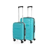 itaca - set de valises rigides 4 roulettes - valise grande taille, valise soute avion, bagages pour voyages, lot de valises à roulette. fabriquées en pp matériau résistant 760215, turquoise