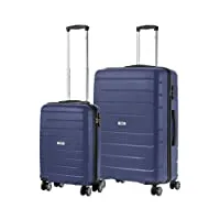 travelz big bars sets de bagages - bagage a main 55cm avec grande valise 78cm - dure valise avec serrure tsa (bleu, xl 2 pièces)