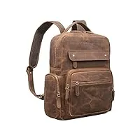 stilord 'edison' sac à dos d'étudiant moderne pour ordinateur portable large jusqu'à 13,5' sac à dos vintage en cuir véritable, couleur:marron moyen