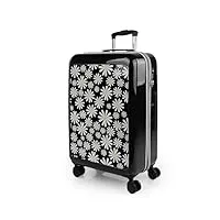 skpat - valise moyenne - valise rigide. valise a roulette. valise soute avion - valise de voyage résistante en polycarbonate - valise ultra légère, cadenas à combinaison 133660, marguerites noires