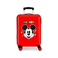 mickey get moving valise de cabine rouge 38x55x20 cm rigide abs fermeture à combinaison latérale 34l 2 kgs 4 roues doubles bagages à main, rouge, valise de cabine