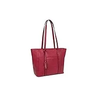 hexagona - sac cabas porté épaule - compatible format a4 et téléphone portable - pour femme - collection toscane - framboise