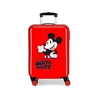 disney mickey mouse fashion valise de cabine rouge 38x55x20 cm rigide abs fermeture à combinaison latérale 34l 2 kgs 4 roues doubles bagages à main, rouge, valise de cabine