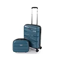jaslen - set de valises rigides 4 roulettes - valise grande taille, valise soute avion, bagages pour voyages, lot de valises à roulette. fabriquées en pp matériau résistant 161350b, bleu métallique